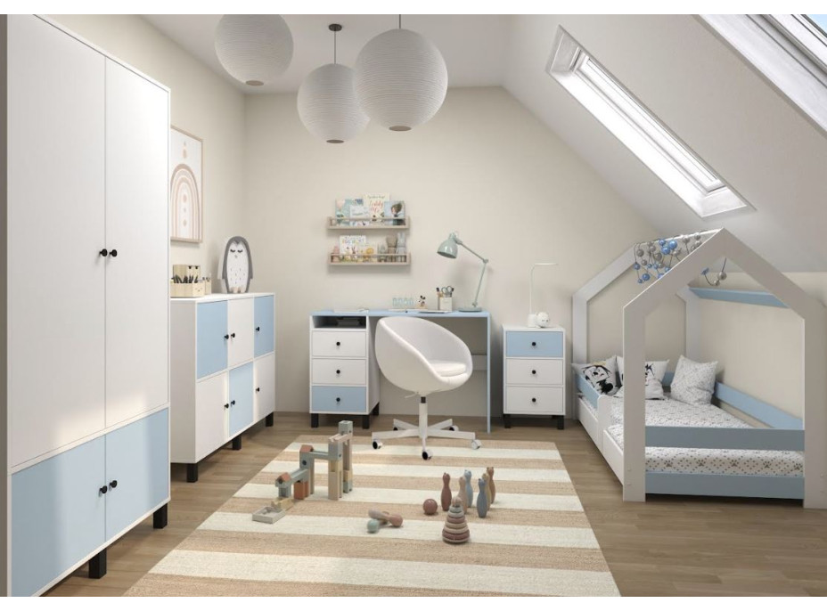 Psací stůl se šuplíkem ELEGANT - bílý/modrý