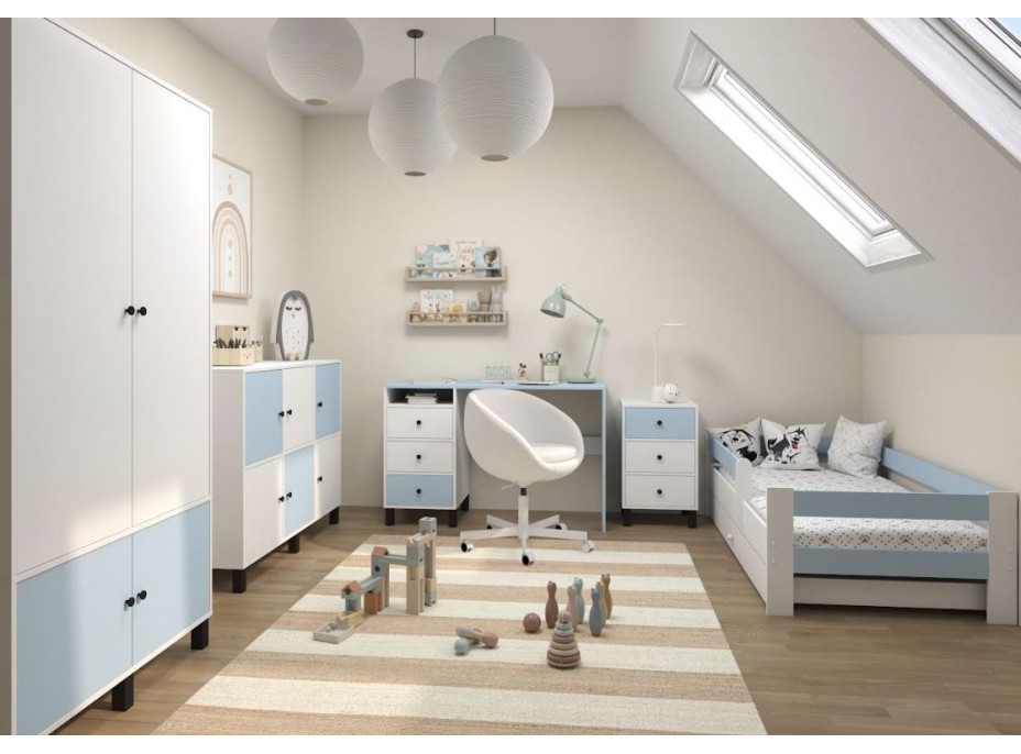 Psací stůl se šuplíkem ELEGANT - bílý/modrý