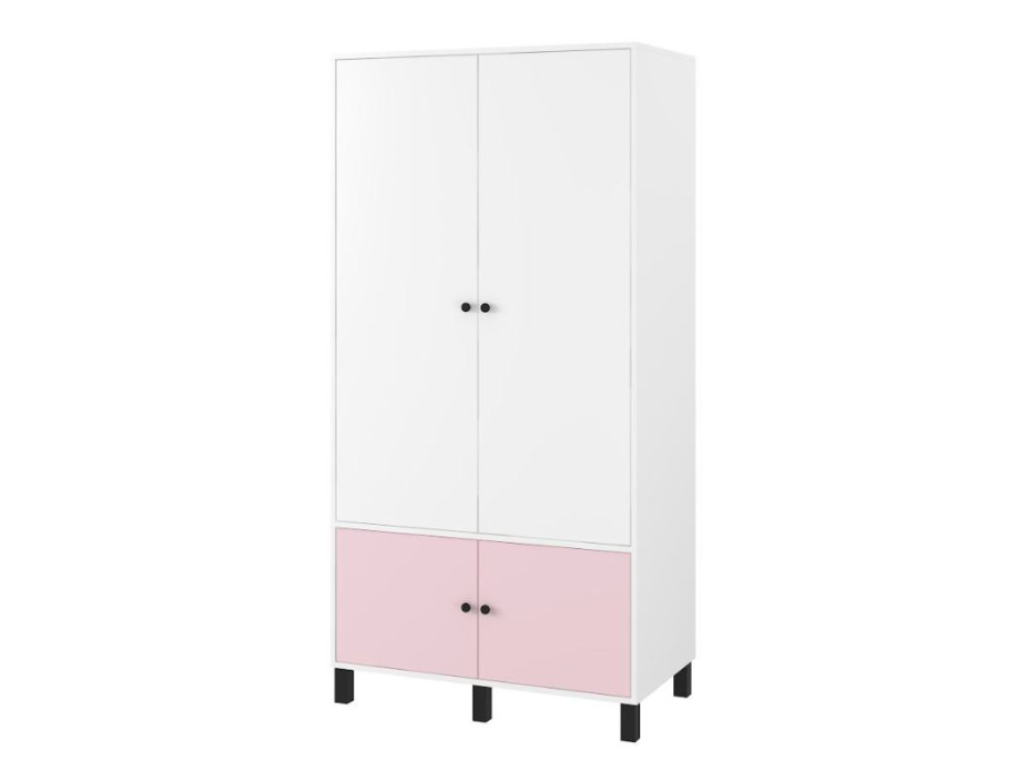 Šatní skříň ELEGANT - bílá/růžová