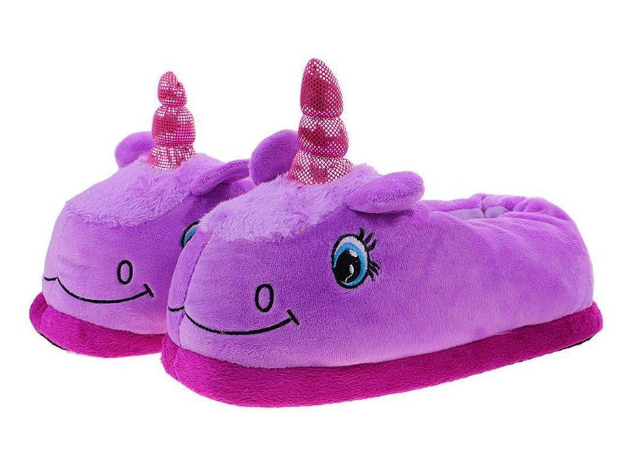 Plyšové papuče KIGU - jednorožec fialový
