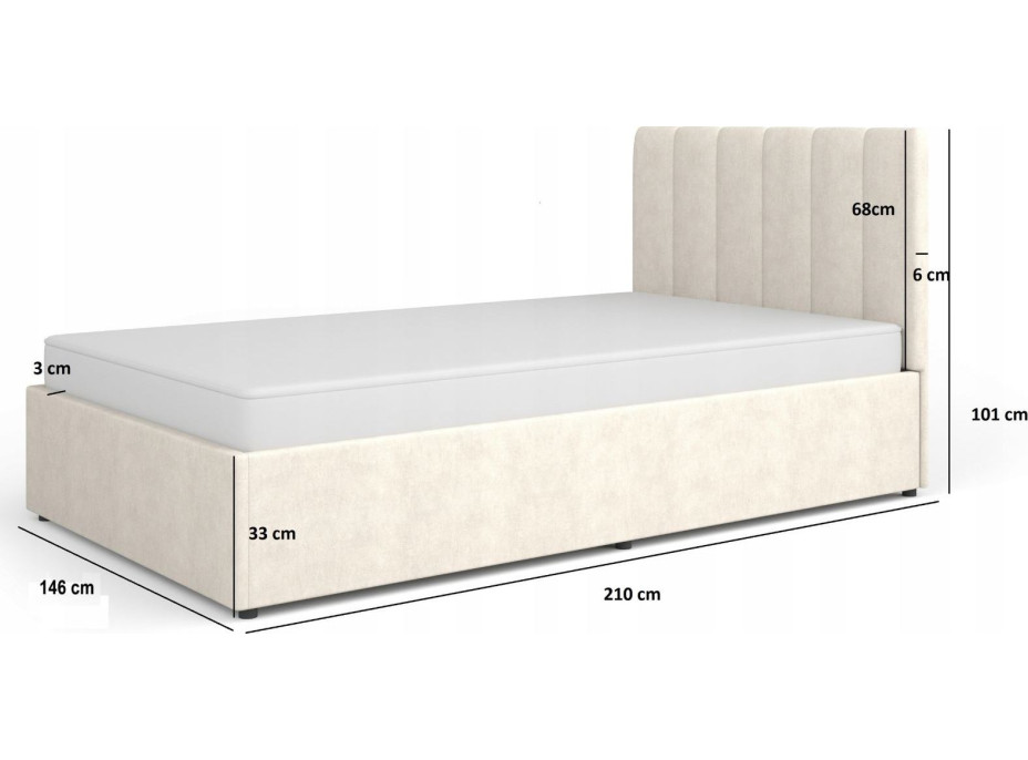 Postel MOSSA MO12 s úložným prostorem - 200x140 cm - krémová