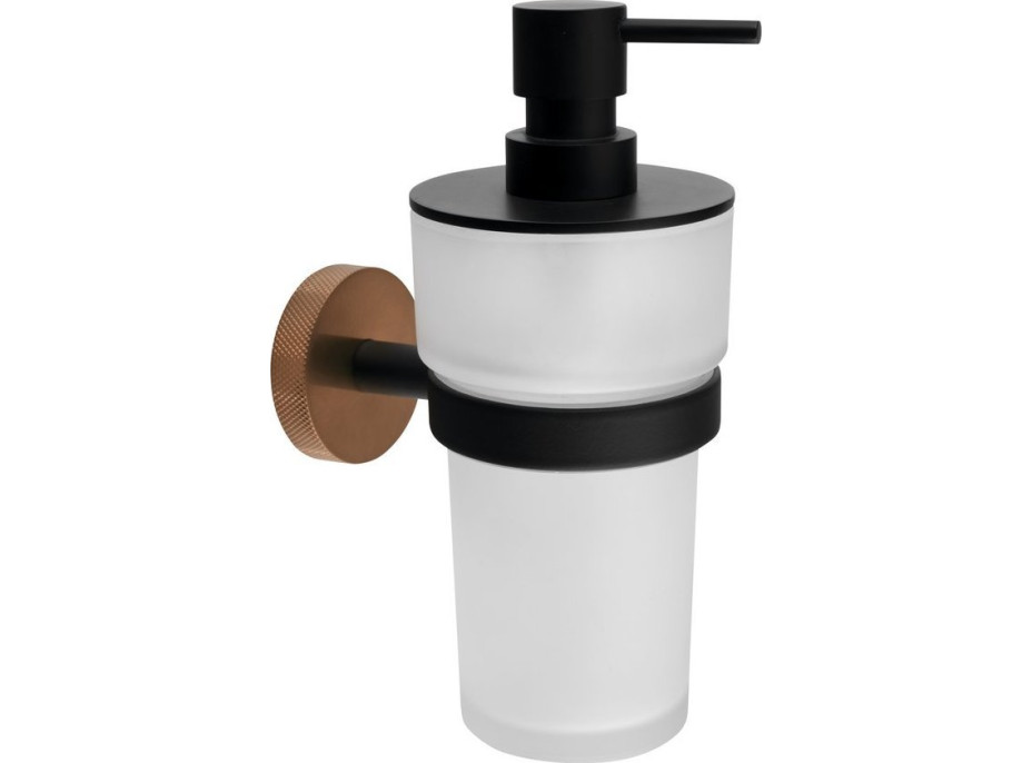 Sapho LARISSA dávkovač mýdla 250ml, mléčné sklo, černá/měď mat WS019BC