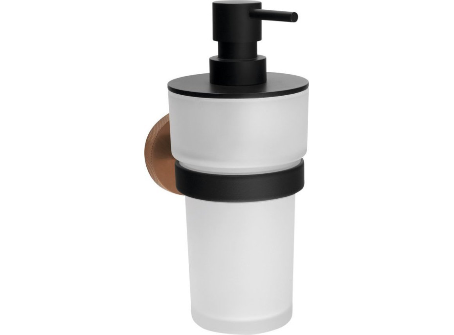 Sapho LARISSA dávkovač mýdla 250ml, mléčné sklo, černá/měď mat WS019BC