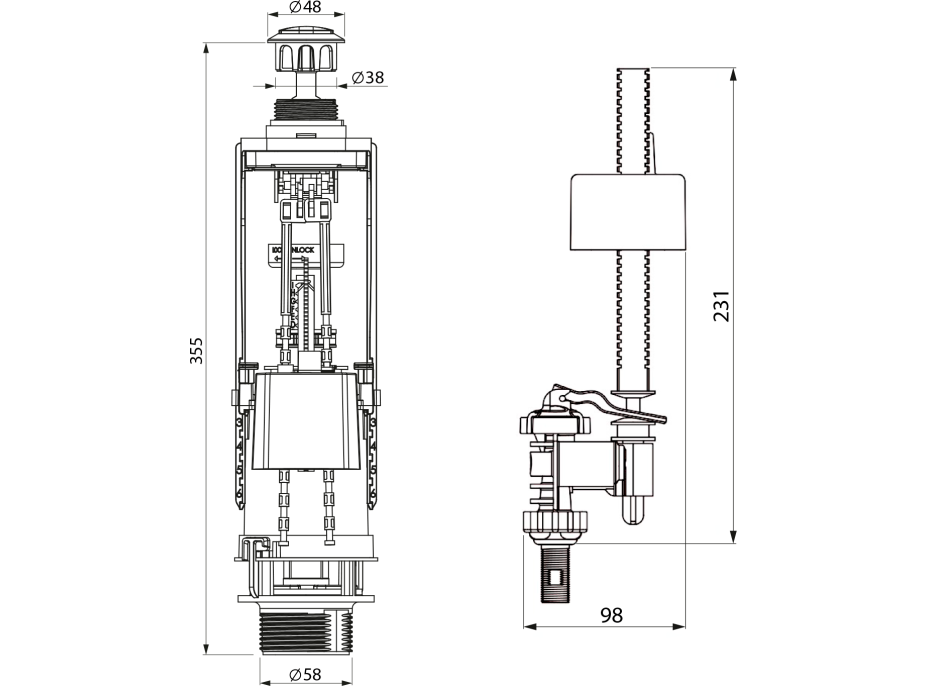 Sapho Splachovací souprava s DUAL tlačítkem, spodní napouštění 1/2", chrom SSUV25