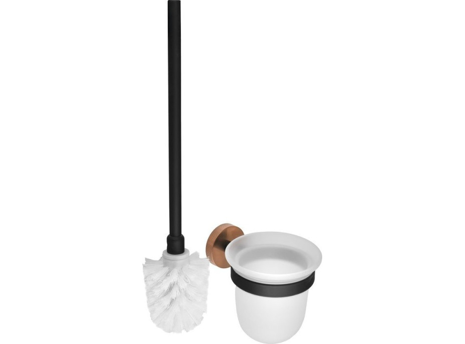 Sapho LARISSA WC štětka závěsná, mléčné sklo, černá/měď mat WS008BC