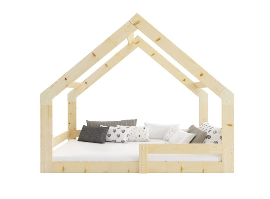 Dětská domečková Montessori postel AGÁTA 160x80 cm - přírodní borovice
