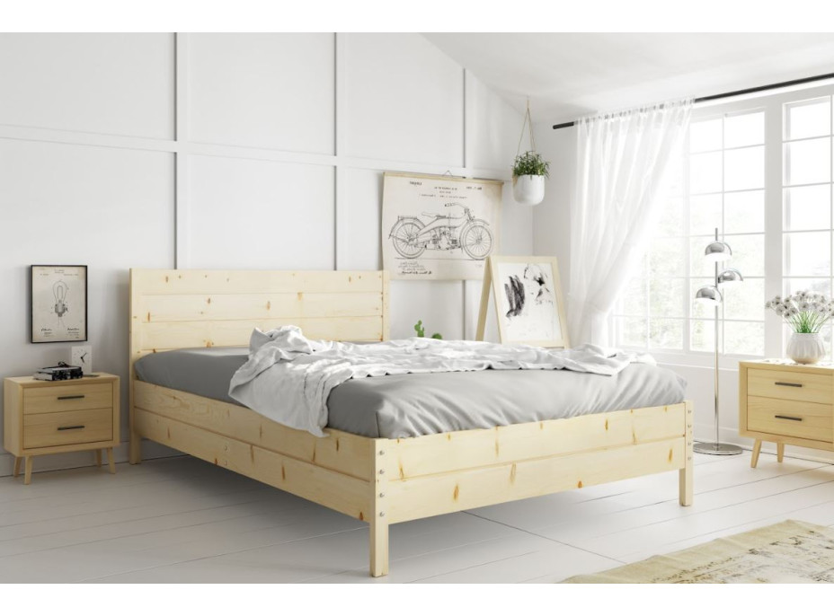 Postel z masivu borovice s úložným prostorem CONTINENTAL - 200x180 cm - bez povrchových úprav