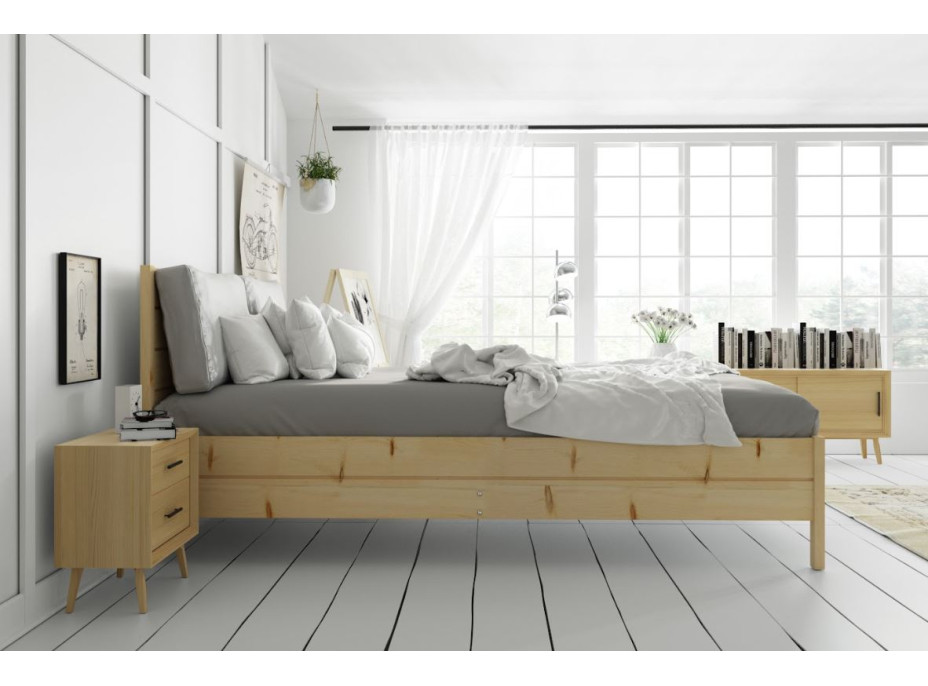 Postel z masivu borovice s úložným prostorem CONTINENTAL - 200x140 cm - bez povrchových úprav