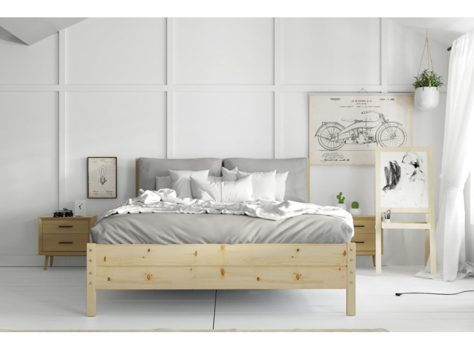 Postel z masivu borovice s úložným prostorem CONTINENTAL - 200x180 cm - bez povrchových úprav