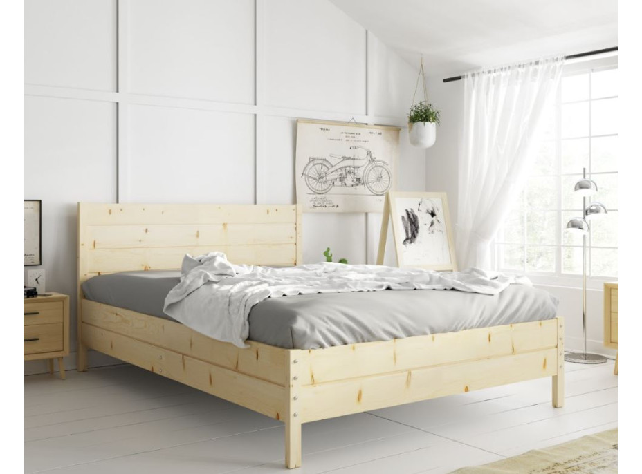 Postel z masivu borovice s úložným prostorem CONTINENTAL - 200x180 cm - bez povrchových úprav