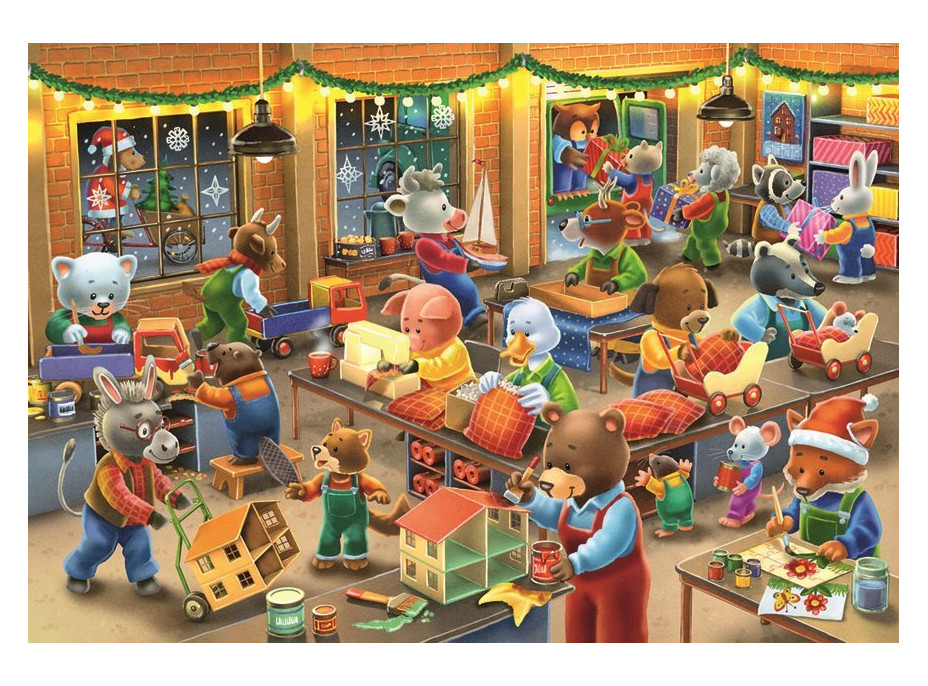 RAVENSBURGER Puzzle Vánoční kouzlo v továrně na hračky 2x12 dílků