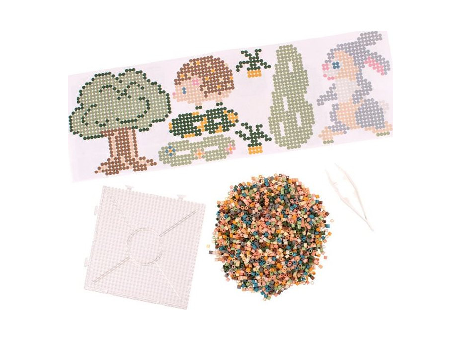 PLAYBOX Zažehlovací korálky v plastovém kufříku Mellow pastel + destička a předlohy 12000ks