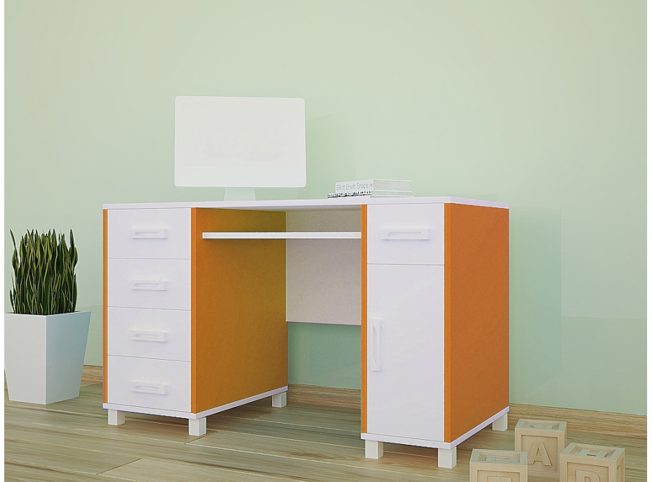 Dětský psací stůl BÍLÝ - TYP 1 - oranžový/bílý