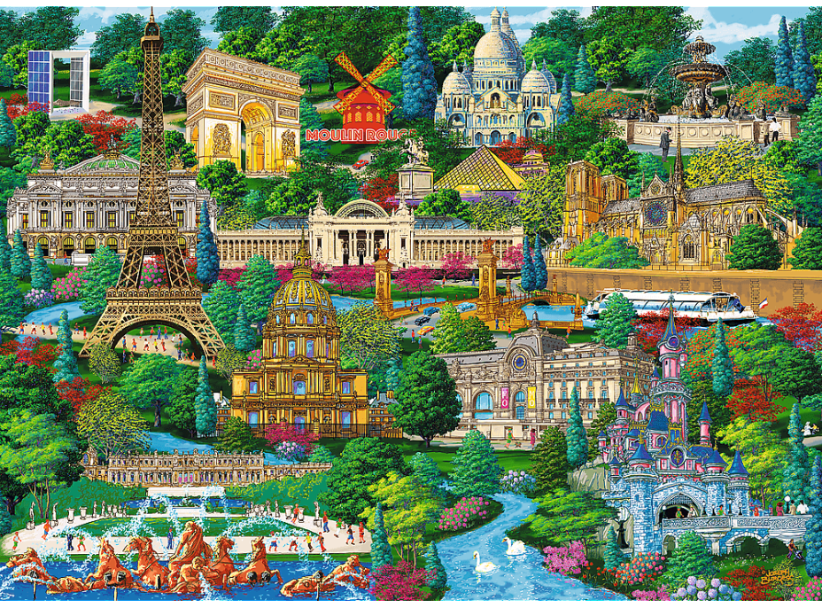 TREFL Dřevěné puzzle Slavná francouzská místa 1000 dílků