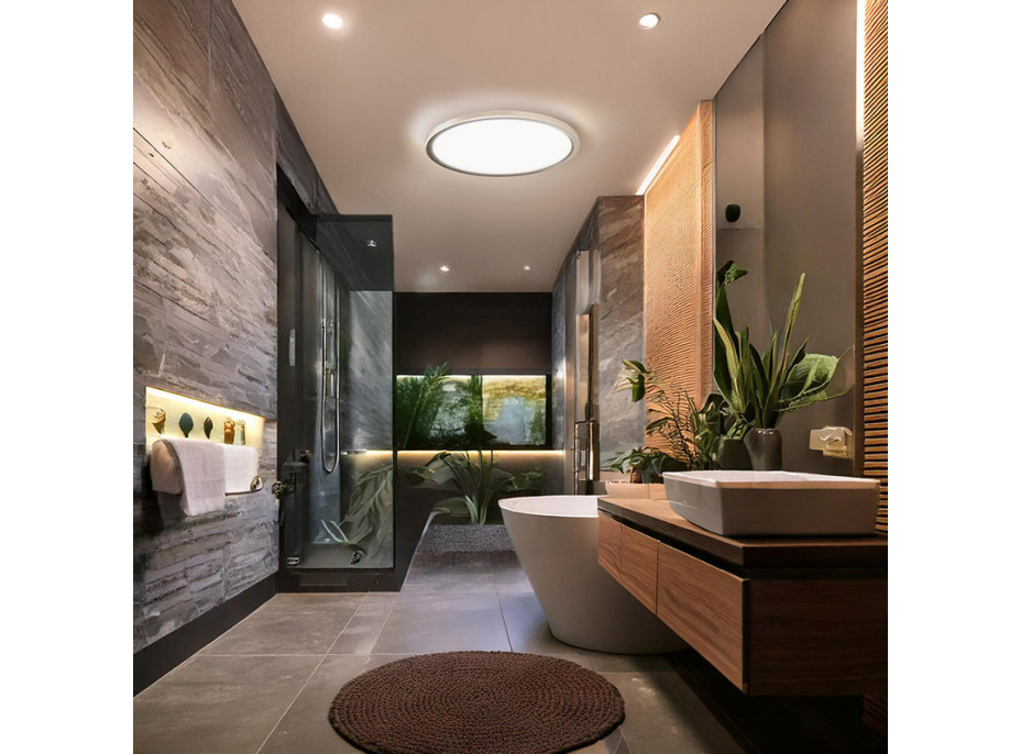 Solight LED osvětlení Acate s ochranou proti vlhkosti, IP54, 18W, 1620lm, 3CCT, 22cm, stříbrná