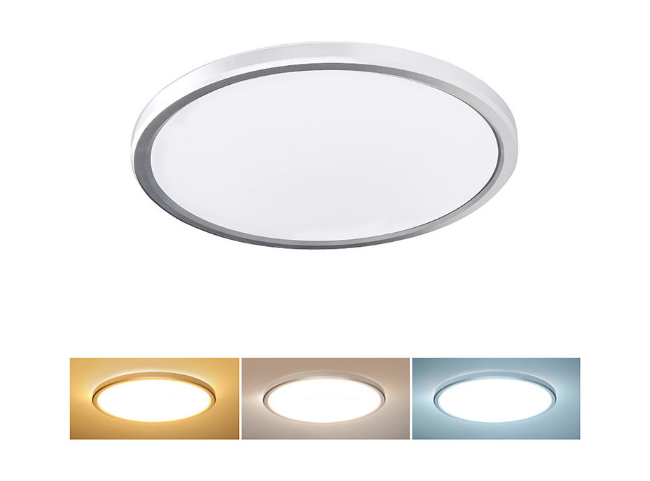 Solight LED osvětlení Acate s ochranou proti vlhkosti, IP54, 24W, 2160lm, 3CCT, 30cm, stříbrná