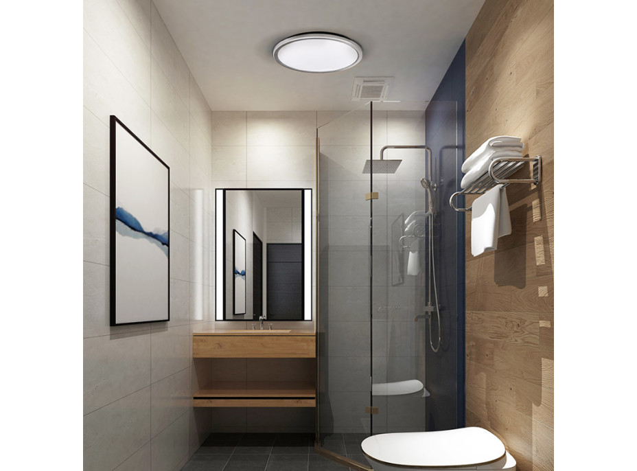 Solight LED osvětlení Acate s ochranou proti vlhkosti, IP54, 24W, 2160lm, 3CCT, 30cm, stříbrná