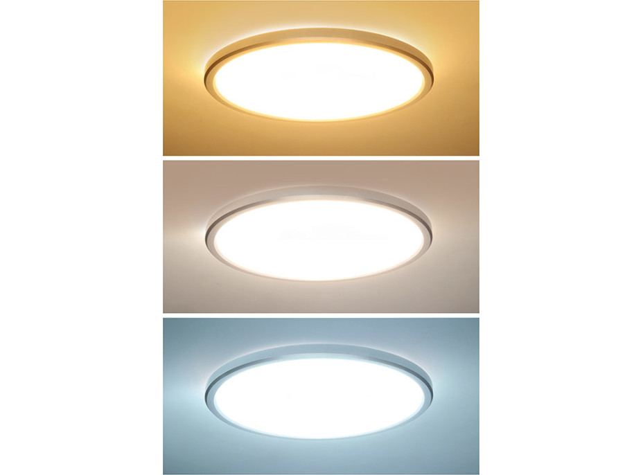 Solight LED osvětlení Acate s ochranou proti vlhkosti, IP54, 24W, 2160lm, 3CCT, 30cm, stříbrná
