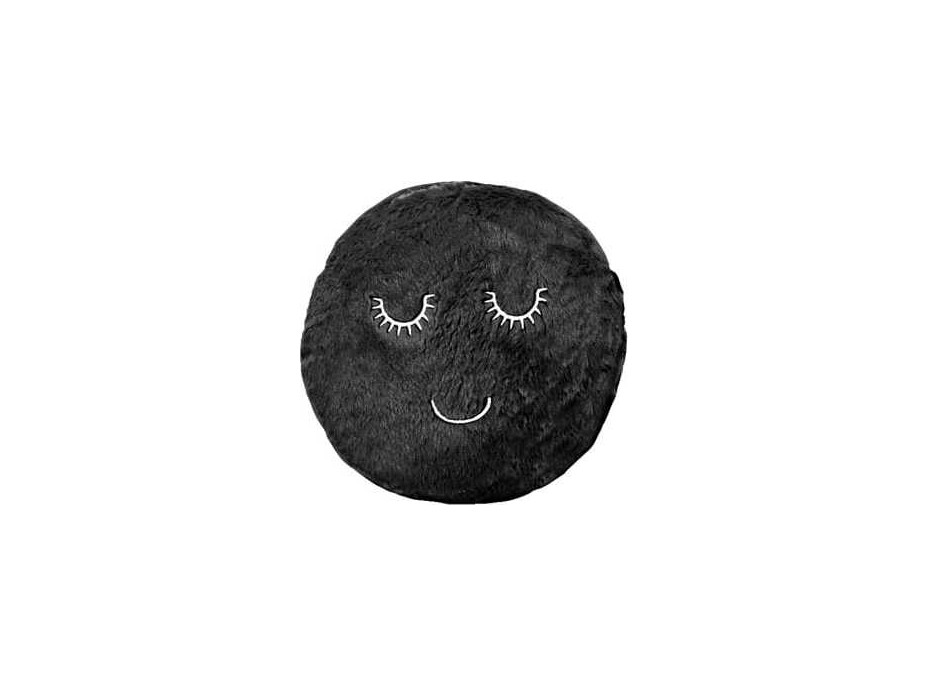 Dekorační kulatý polštář SUPER SMILE 45 cm - černý