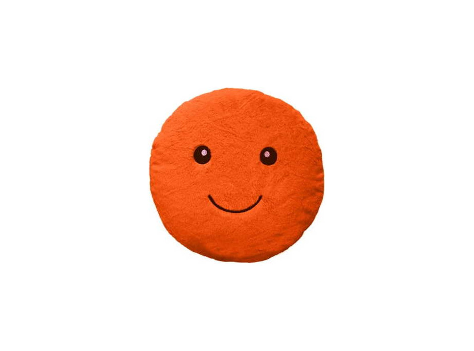 Dekorační kulatý polštář SUPER SMILE 45 cm - oranžový