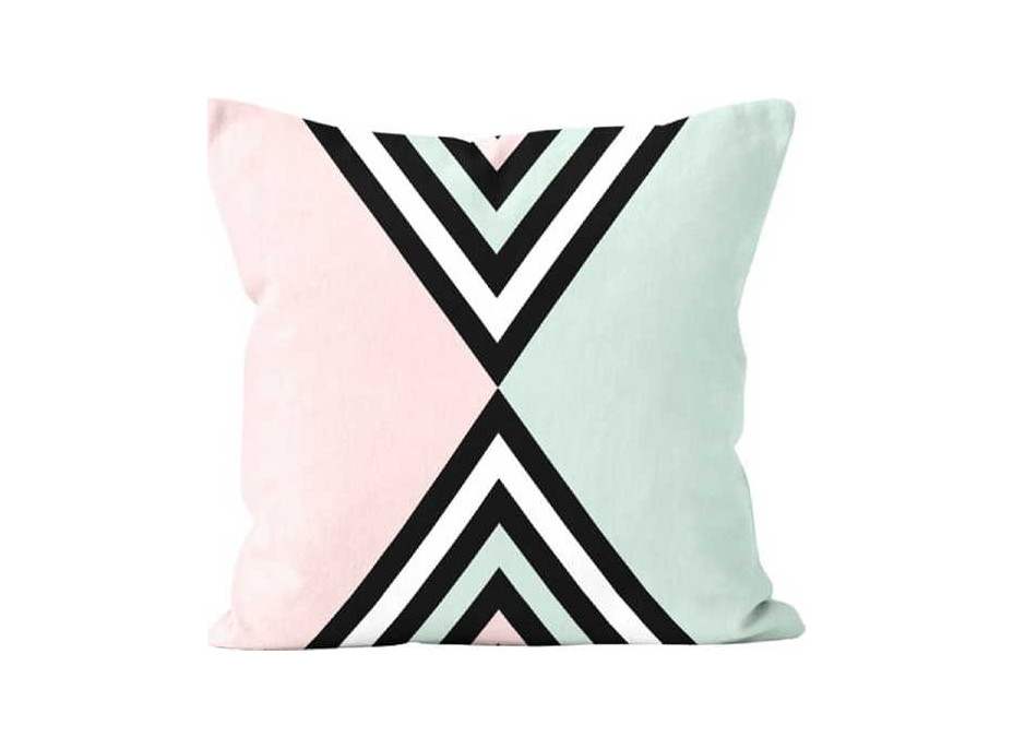 Povlak na polštář KEEP CALM Geometrie 45x45 cm - bílý/růžový/mátový