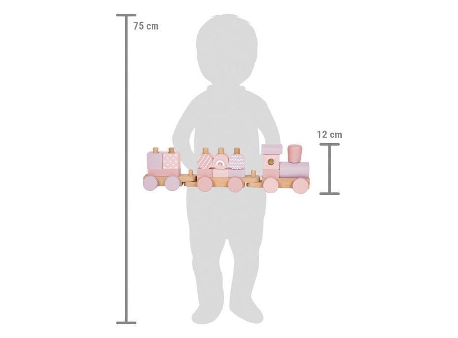 small foot Nasazování Dřevěný vláček růžový