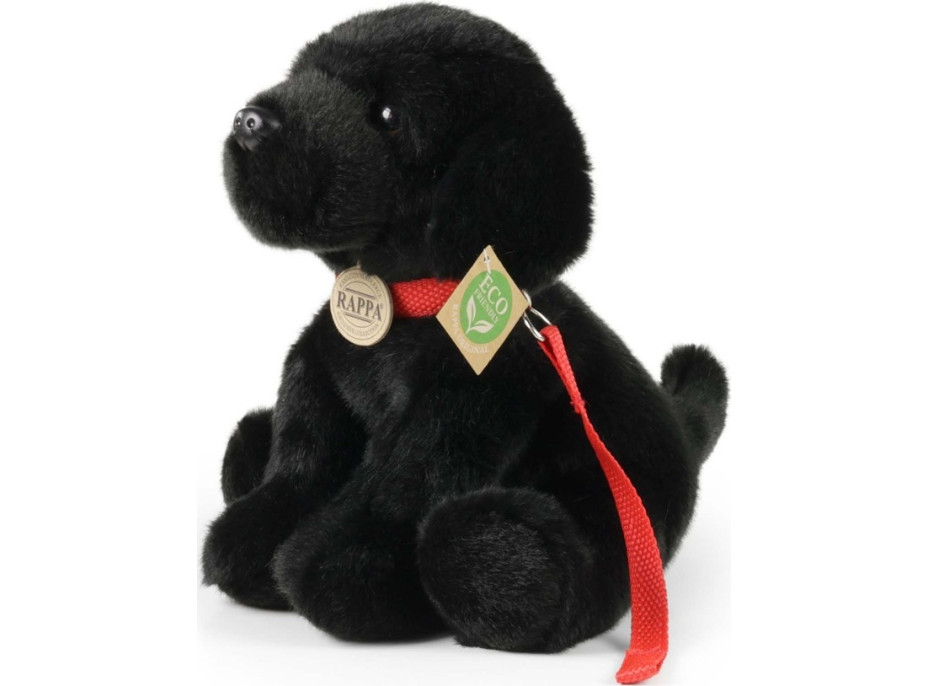 Rappa Plyšový pes labrador černý s vodítkem 28 cm ECO-FRIENDLY