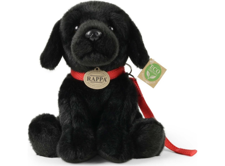 Rappa Plyšový pes labrador černý s vodítkem 28 cm ECO-FRIENDLY