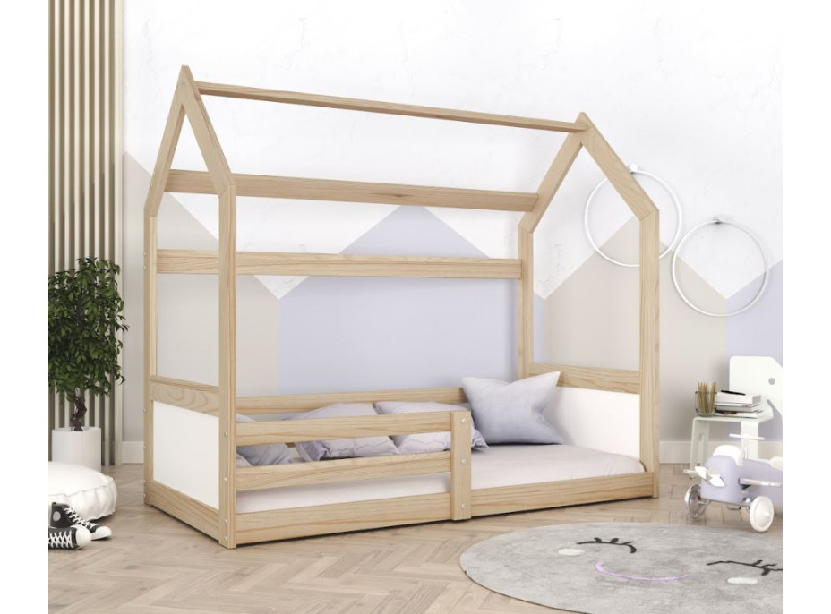 Dětská domečková Montessori postel z masivu borovice MIKI - 160x80 cm - přírodní borovice