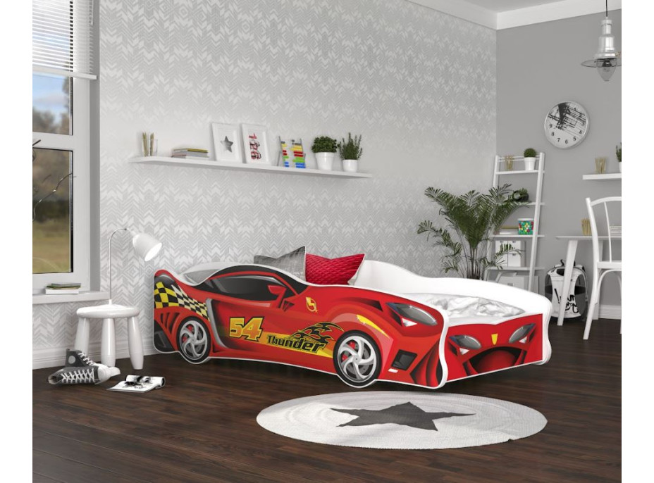 Dětská postel auto CHARLIE 160x80 cm - červená (10)