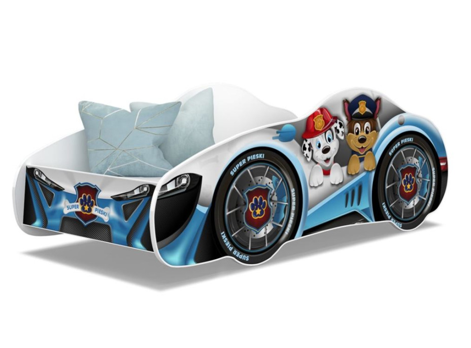 Dětská postel auto DVA PEJSCI 140x70 cm - modrá (21)
