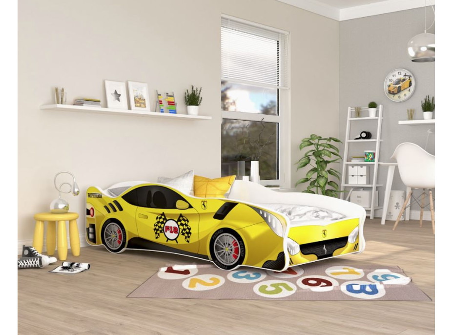 Dětská postel auto HARRY 160x80 cm - žlutá (22)