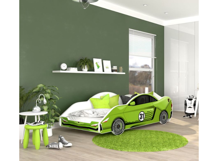 Dětská postel auto JONATHAN 180x90 cm - zelená (12)