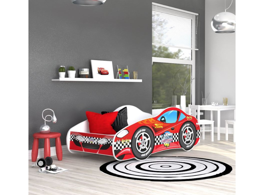 Dětská postel auto JUSTIN 140x70 cm - červená (3)