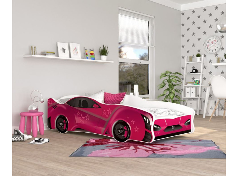 Dětská postel auto NATHAN 160x80 cm - růžová (18)