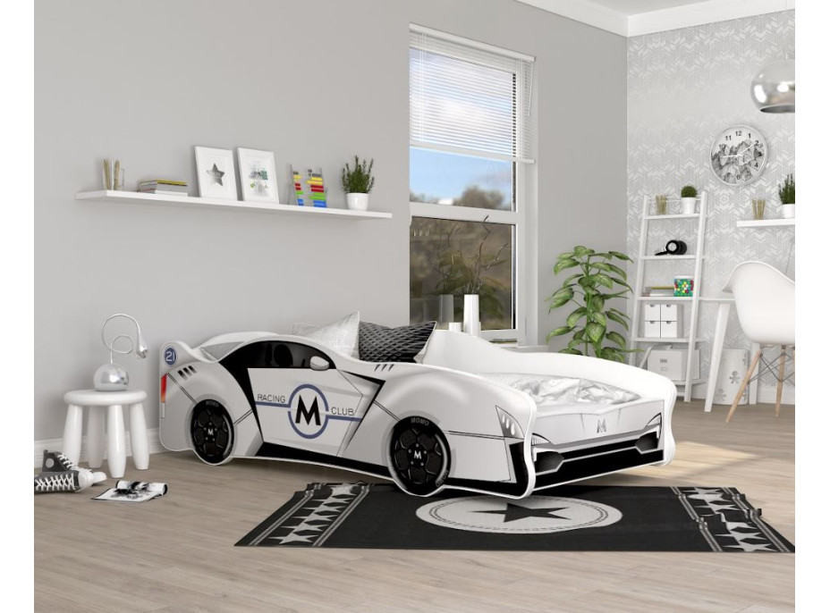 Dětská postel auto SCOTT 160x80 cm - bílá (19)