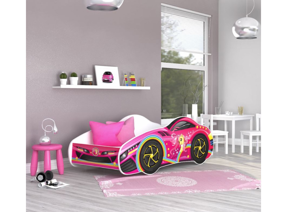 Dětská postel auto WILL 140x70 cm - růžová (10)