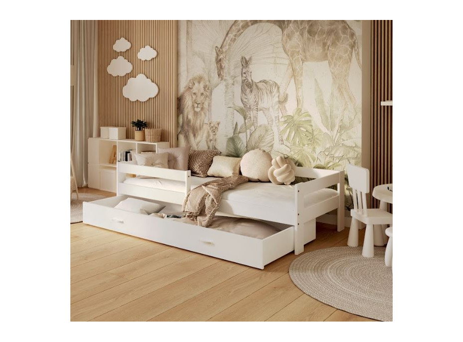 Dětská postel se šuplíkem HUGO V - 190x80 cm - bílá