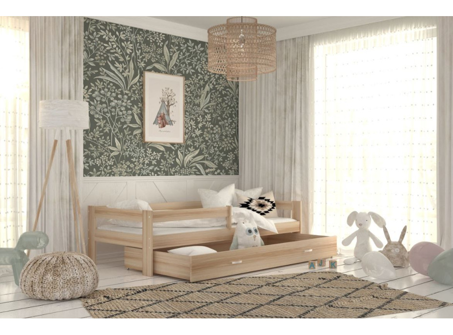 Dětská postel se šuplíkem HUGO V - 190x80 cm - dekor borovice