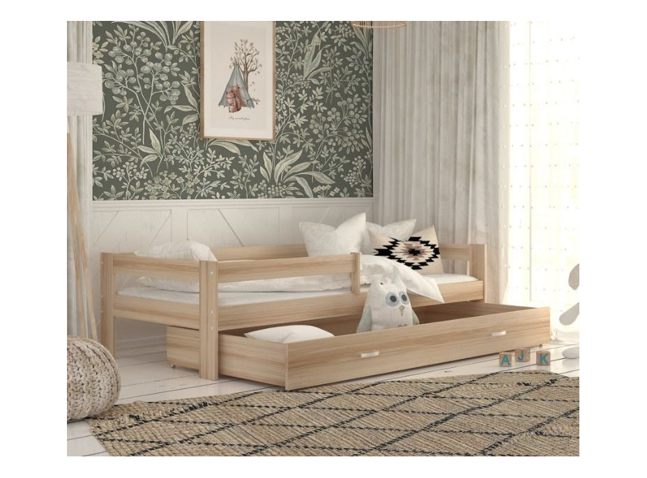 Dětská postel se šuplíkem HUGO V - 190x80 cm - dekor borovice