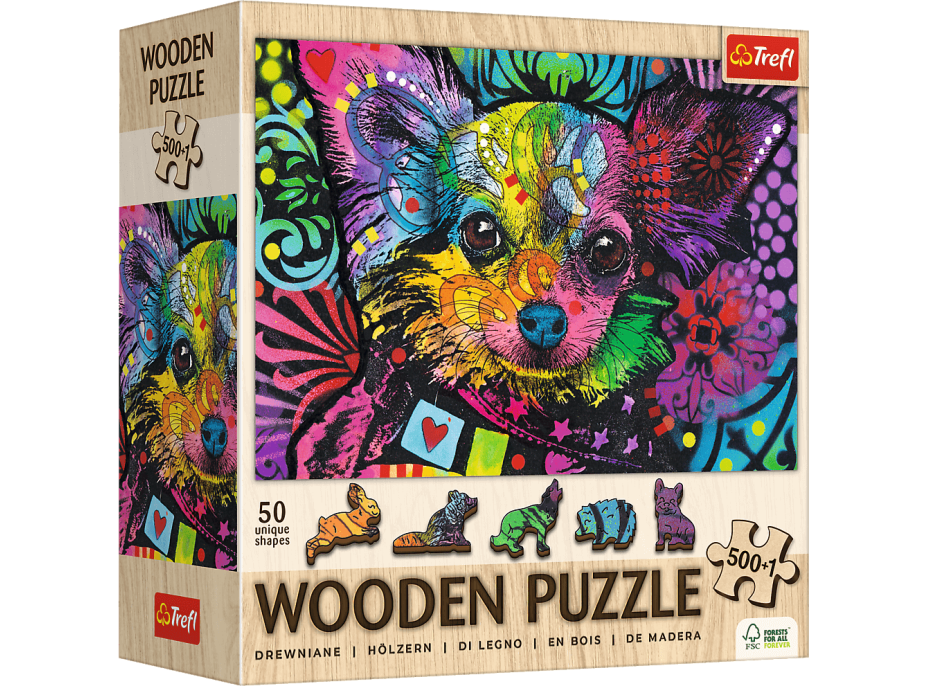 TREFL Dřevěné puzzle Barevné štěně 501 dílků