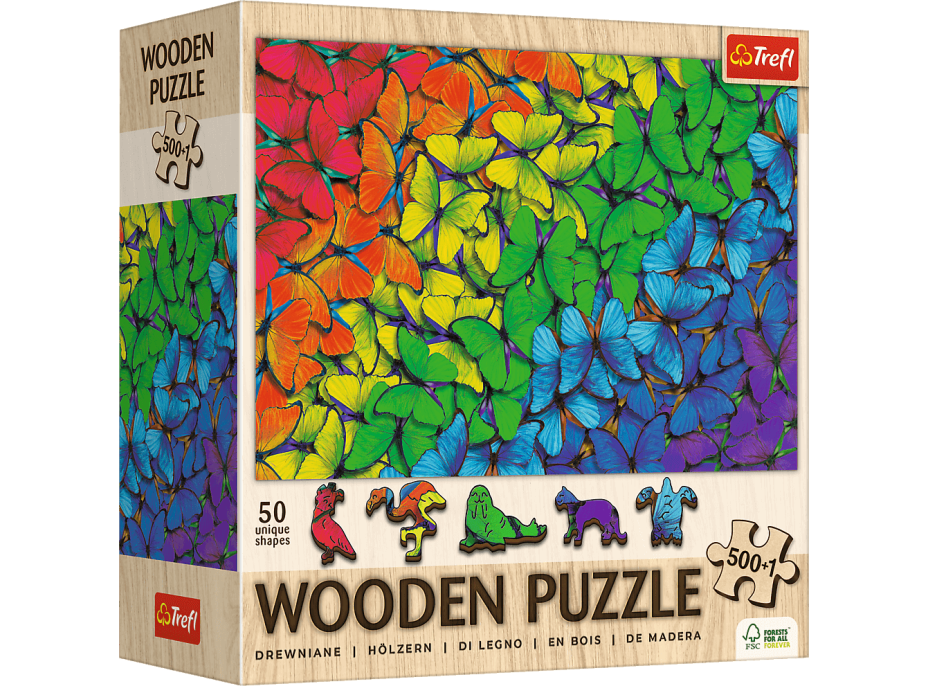 TREFL Dřevěné puzzle Duhoví motýly 501 dílků