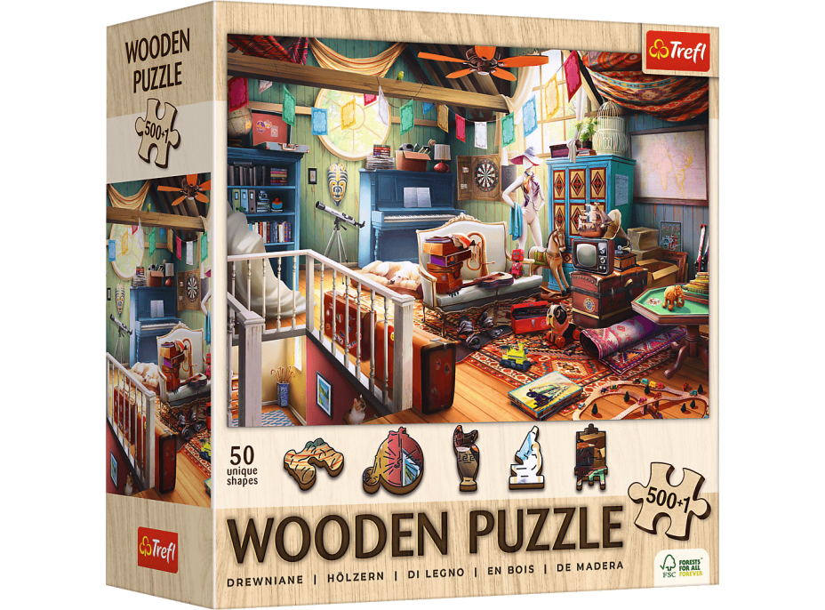 TREFL Dřevěné puzzle Poklady z půdy 501 dílků