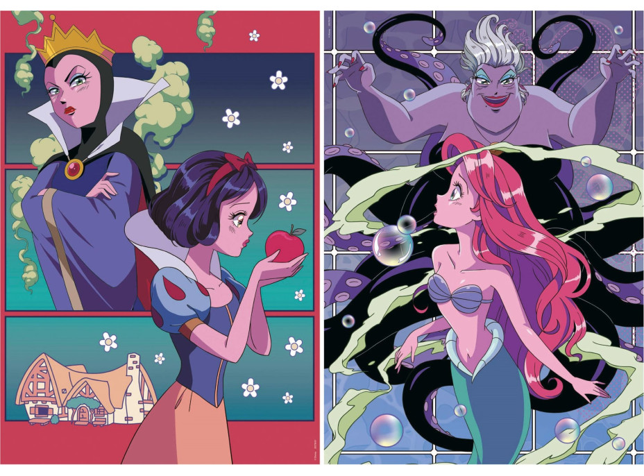 EDUCA Puzzle Disney padouchové a princezny 2x500 dílků