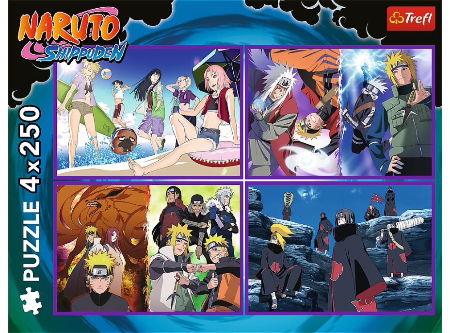 TREFL Puzzle Naruto Shippuden: Dobrodružství Naruta Uzumaki 4x250 dílků