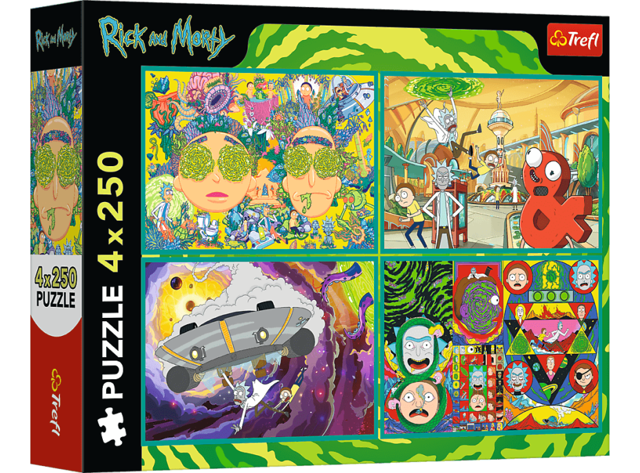 TREFL Puzzle Zvrácený svět Ricka a Mortyho 4x250 dílků
