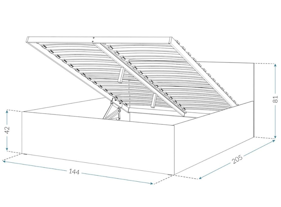 Postel PANAMA 200x140 cm - šedá/dub craft