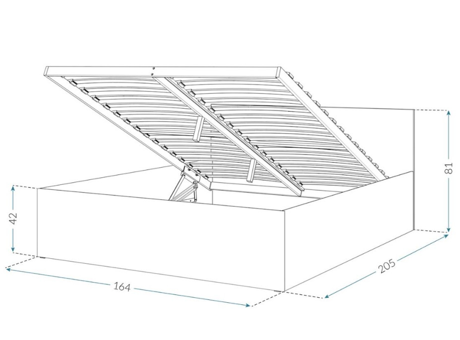 Postel PANAMA 200x160 cm - šedá/dub craft