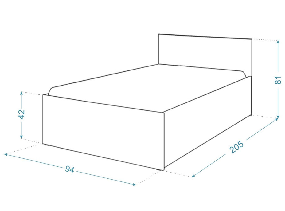 Postel PANAMA 200x90 cm - bílá/dub craft