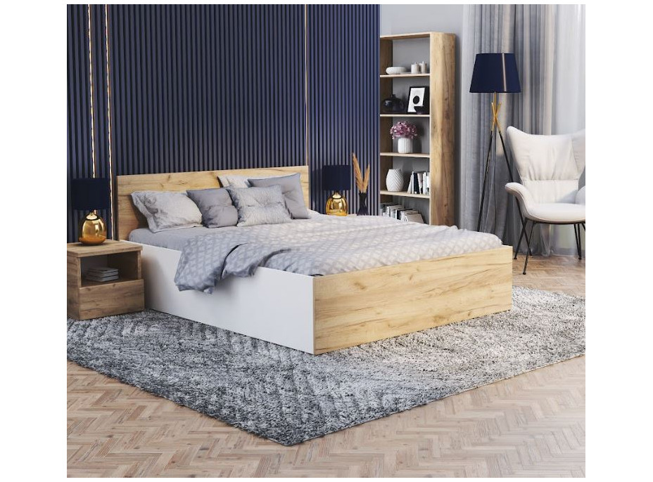 Postel PANAMA 200x180 cm - bílá/dub craft